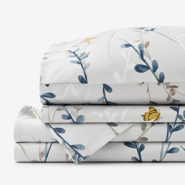 The Company Store Legends Hotel Spring Buds Wrinkle-Free Gray Multi Sateen Twin Sheet Set