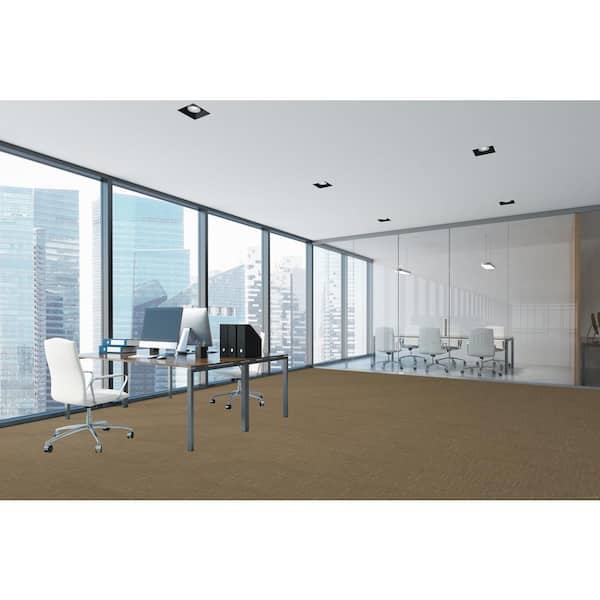 Yates - Cache - Beige Commercial/Residential 24 x 24 in. Glue-Down Carpet Tile Square (72 sq. ft.)