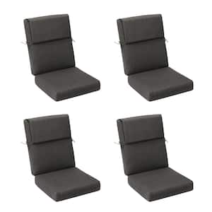 20.5 in. x 20.5 in. Outdoor High Back Chair Cushion with Adjustable Buckles and Ties in Charcoal Black (4-Pack)