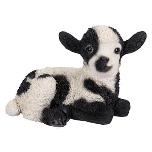 Lamb Lying Down- Black/White Garden Statue