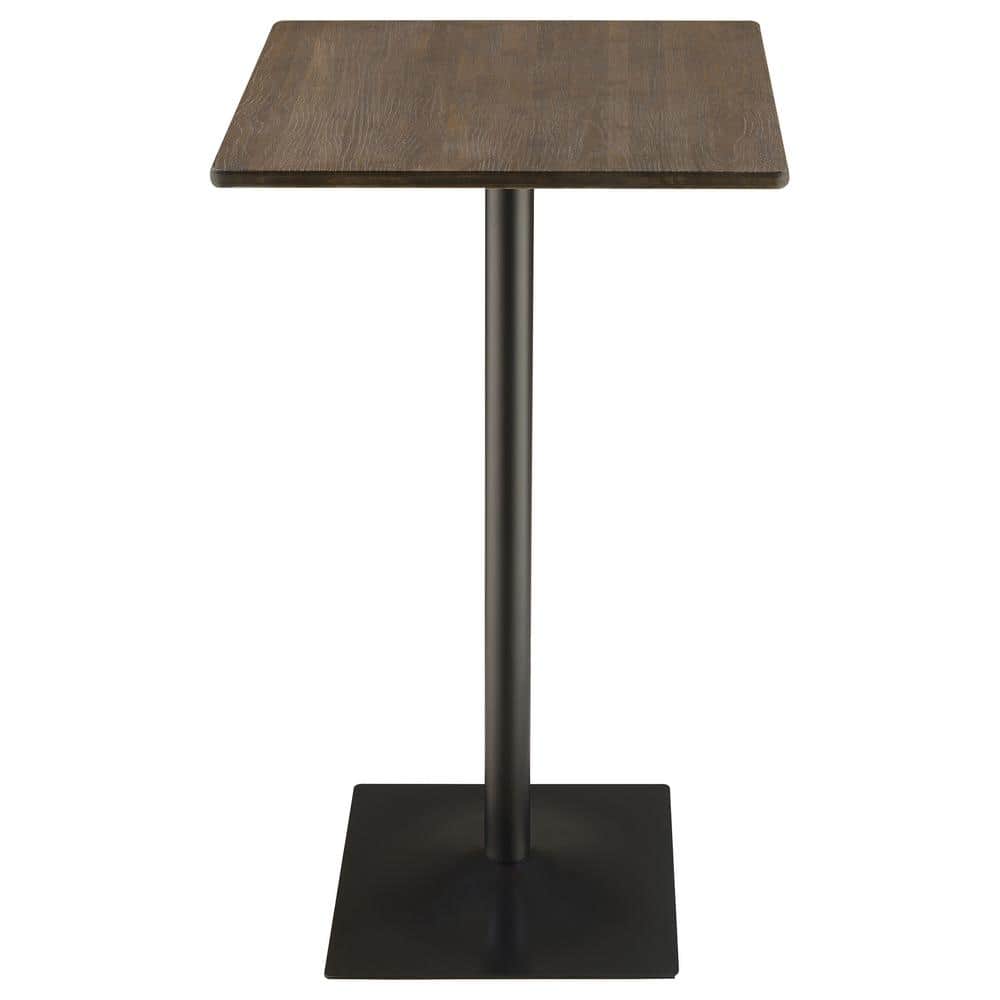 Dark Elm and Matte Black Square Bar Height Table