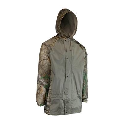 Realtree Men's 3X Large Camouflage Polyester Rain Suit with Water Resistant, Reinforced Pockets Set