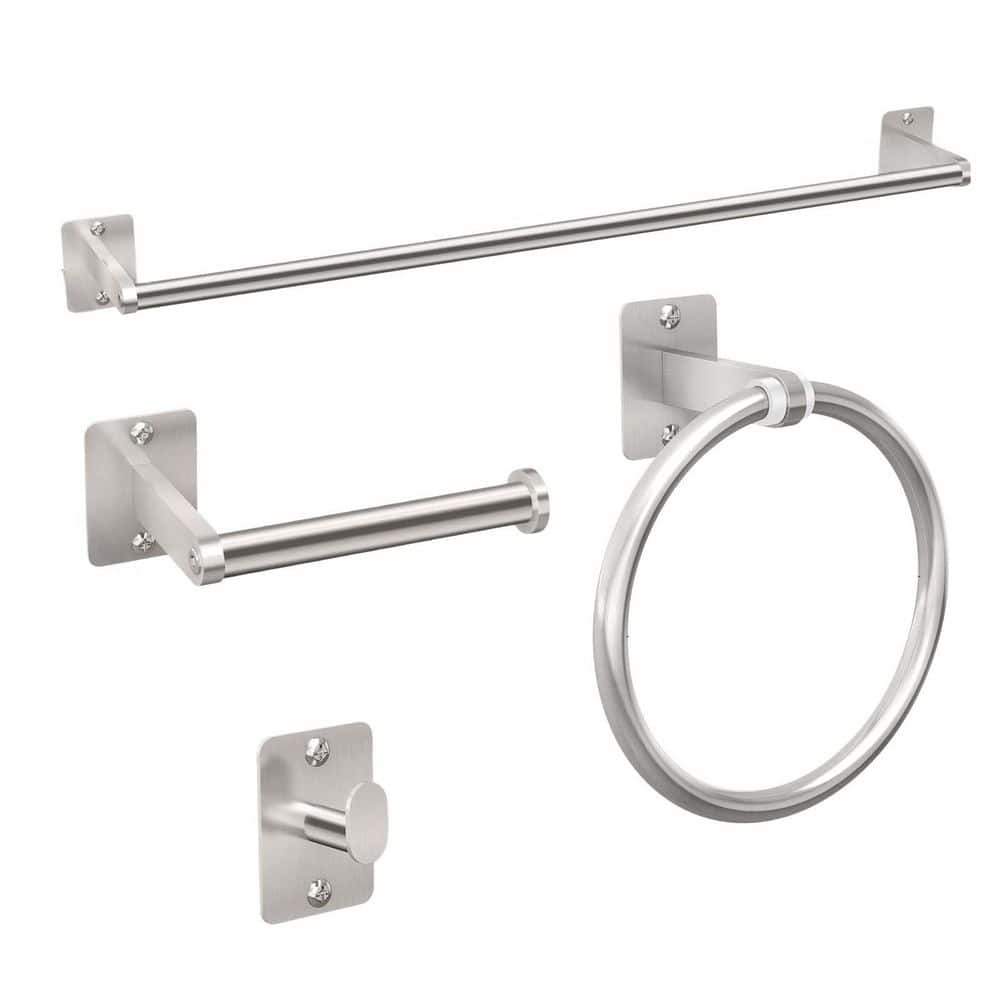 4-Piece 24 in. Bathroom Accessories Set, Bathroom Hardware Set for Bathroom, Robe Towel Hooks in Brushed Nickel price history on PriceWatchPro