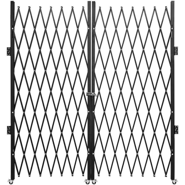 122 in. L x 60 in. H Steel Privacy Fence, Double Folding Security Gate, Folding Door Gate, 360° Rolling Barricade Gate