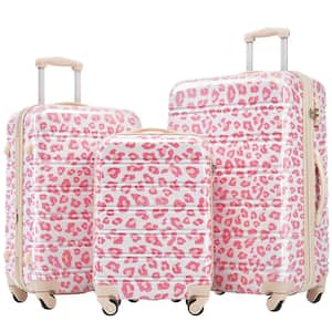 3-Piece Pink Leopard Hardside Spinner Luggage Set with TSA Lock (20/24/28 in.)