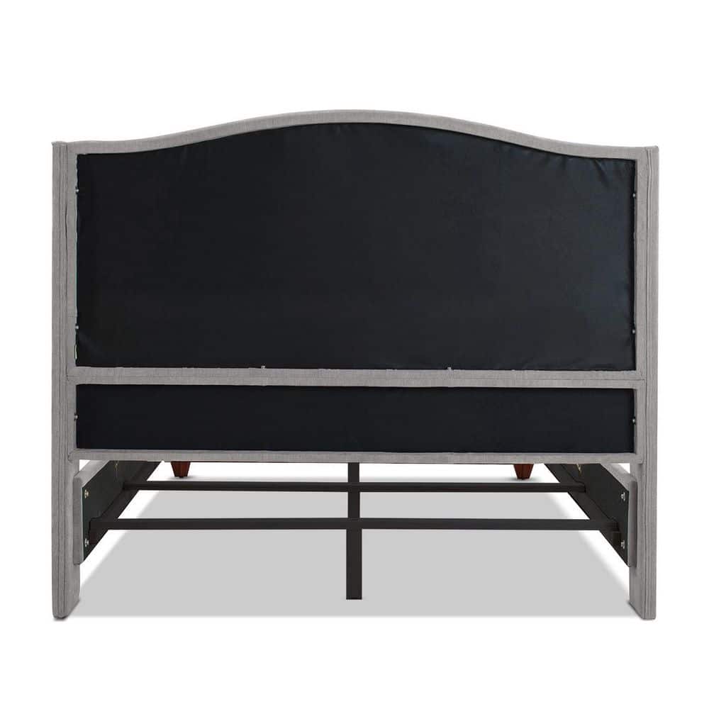 Marcella Queen Upholstered Bed with Tufted Headboard and Nailhead Trim, Silver Grey