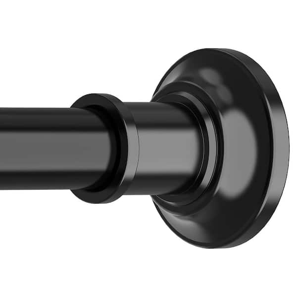 43-100 in. Stainless Steel Heavy Duty Tension Shower Curtain Rod with Rubber Pads, No Drilling Required, Black Finish