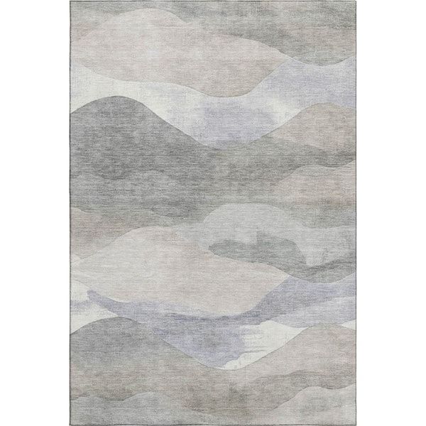 Mayfield Premium Machine Washable Abstract AMF1966 Beige 8 ft. x 10 ft. Area Rug