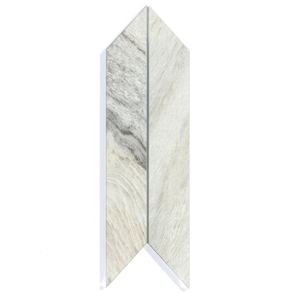 ABOLOS French Country Style Wood Look Chevron 3.75 in. x 11.75 in. Glass Decorative Wall Tile (16.2 sq. ft./Case)