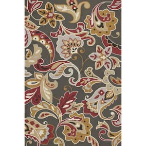 Charlie 5 X 7 ft. Taupe Floral Indoor/Outdoor Area Rug