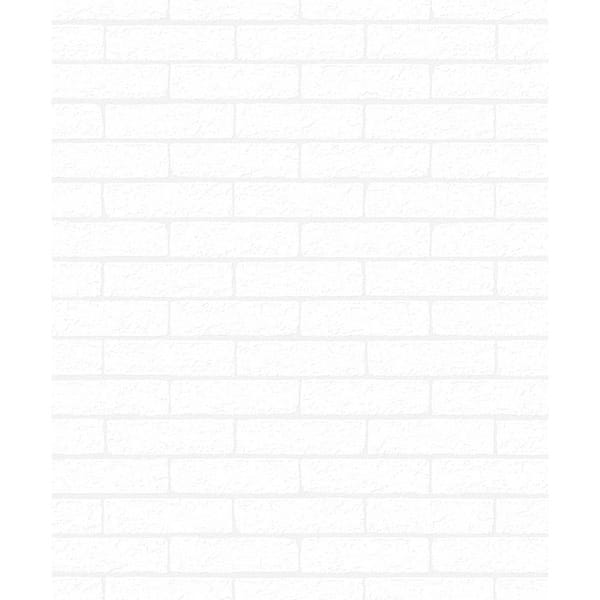 Seabrook Designs 56 sq. ft. off-White Slater Faux Brick Paintable Pre-Pasted Paper Wallpaper Roll