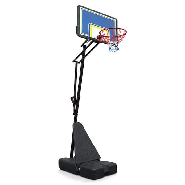 8-10 ft. Adjustable Height Portable Basketball Hoop Basketball System with Blue Backboard, Basketball Hoop and Wheels