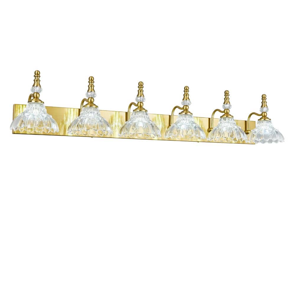 46.45in 6-Light Gold with Flower Glass Shade Vanity Lights Suitable for Bathroom price history on PriceWatchPro