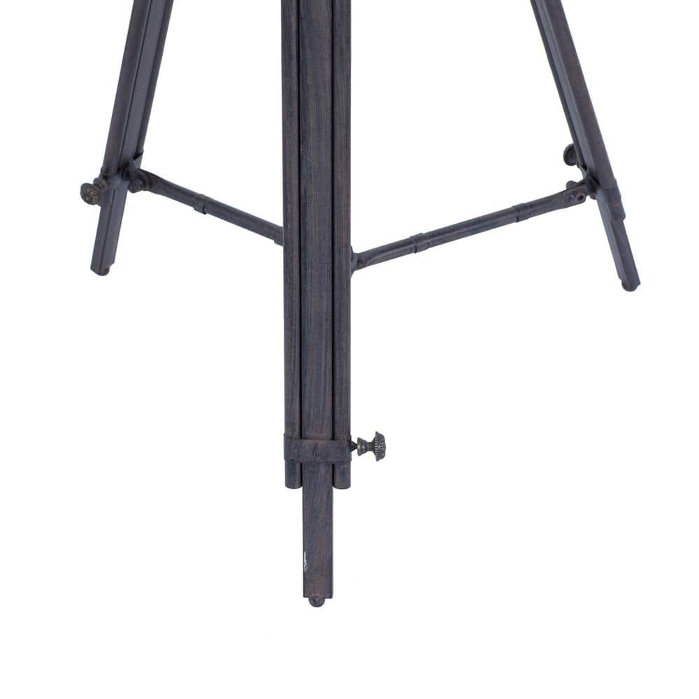 Black Iron Compass Clock Accent Table with Glass Top