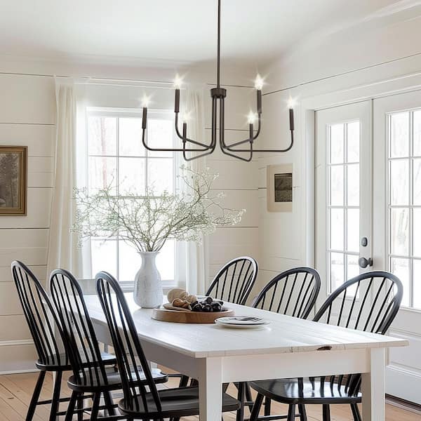 Emeritpro 28in. 6-Light Oil-Rubbed Bronze Candle Chandelier with