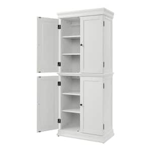 Ivory Food Pantry Cabinet with Adjustable Shelves
