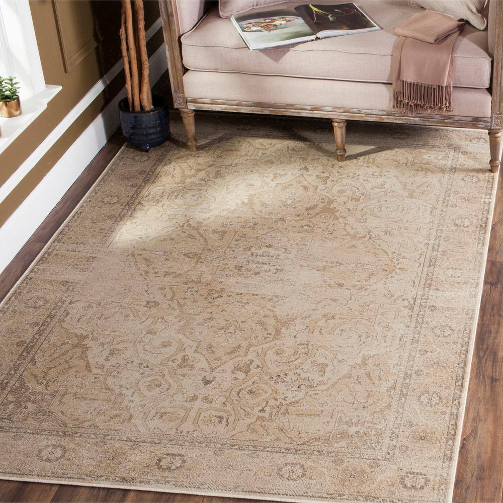 Stone Beige Hand-knotted Wool and Viscose Area Rug 8' x 10'
