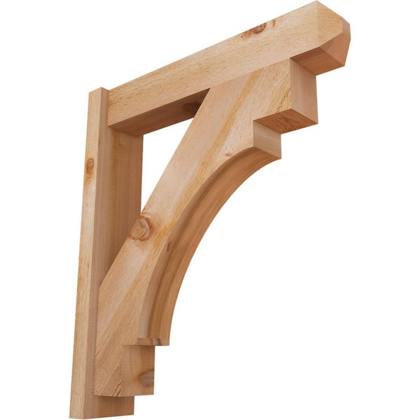 Ekena Millwork 6 in. x 32 in. x 28 in. Western Red Cedar Merced Craftsman Rough Sawn Outlooker