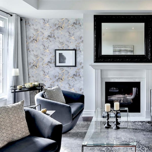 Merrick Grey Marble Wallpaper