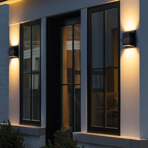 Laplusbelle 8 in. 2-Light Matte Black Aluminum Dimmable LED Wall