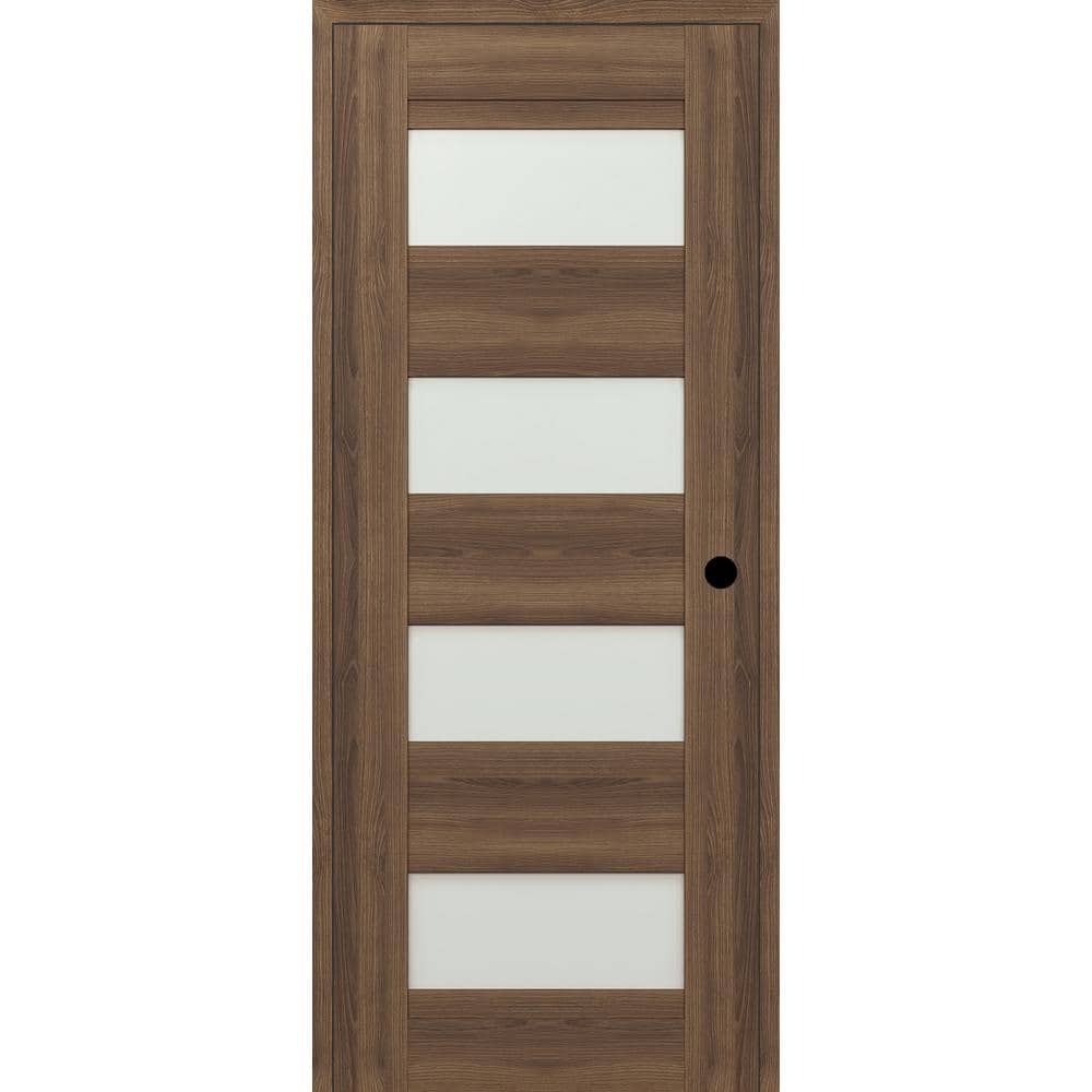 32 in. x 83.25 in. 07-08 Left-Hand 4-Lite Frosted Glass Pecan Nut Composite DIY-Friendly Single Prehung Interior Door price history on PriceWatchPro
