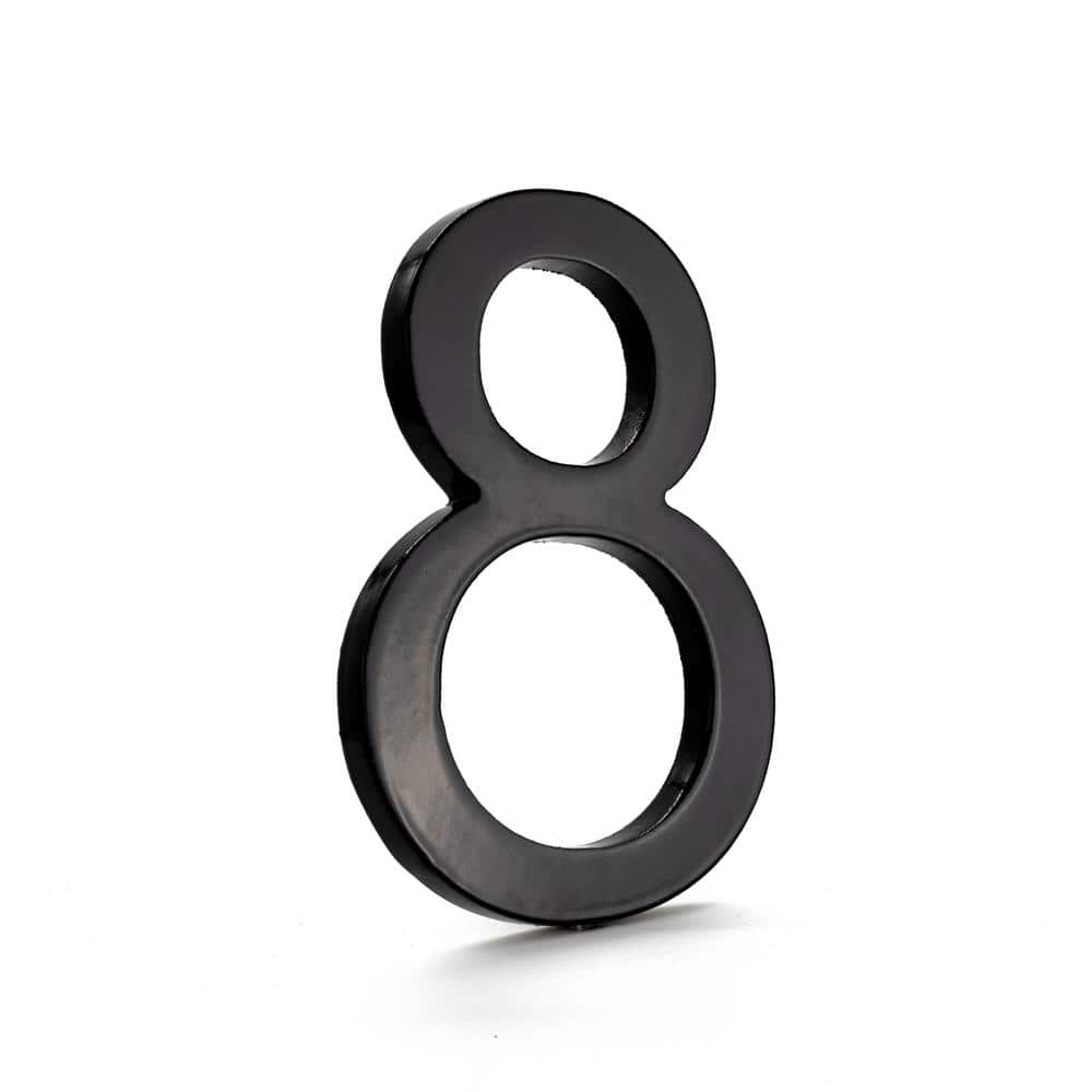 16 Inch Black Aluminum Floating House Number 8