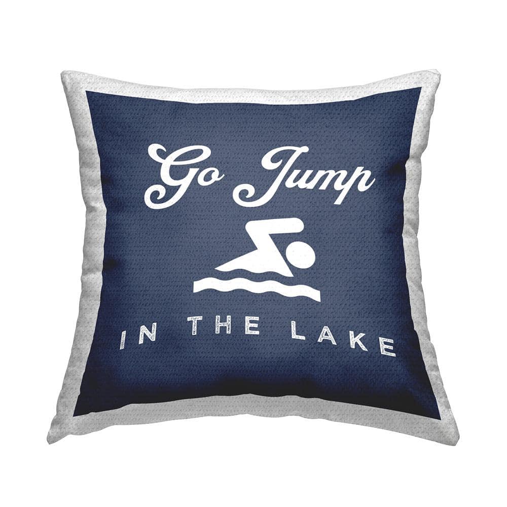 Go Jump in the Lake Blue Swimmer Printed Pillow Blue Square Outdoor Throw Pillow price history on PriceWatchPro