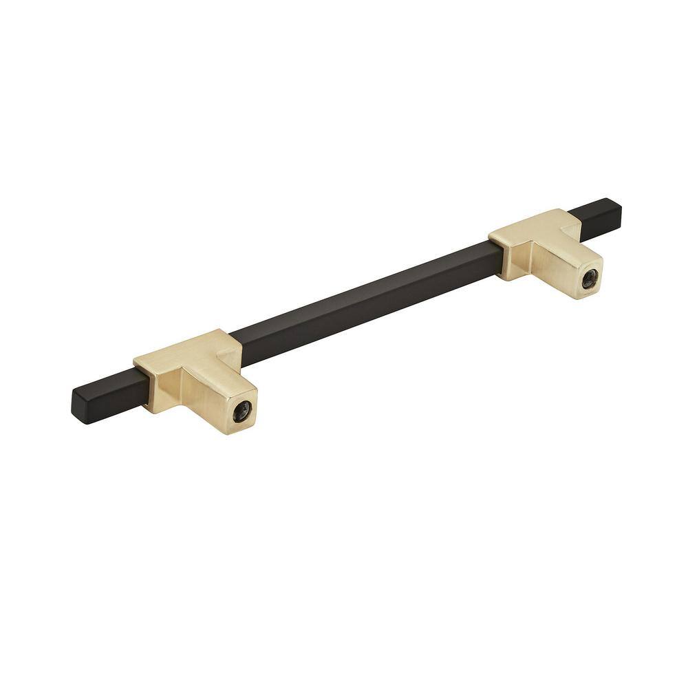 Brushed Gold and Matte Black Modern Bar Pull