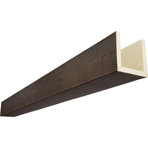 Ekena Millwork Timberthane 4 in. H x 6 in. W x 16 ft. L 3-Sided (U-Beam) Rough Cedar Aged Faux Wood Ceiling Beam