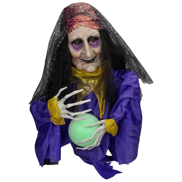 Lighted and Animated Fortune Teller Halloween Decoration-20 "-Multicolor Lights