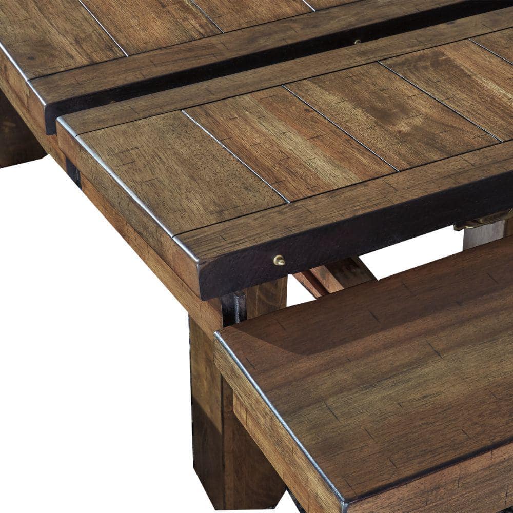 Nutmeg Brown Extendable Acacia Wood Dining Table with Leaves