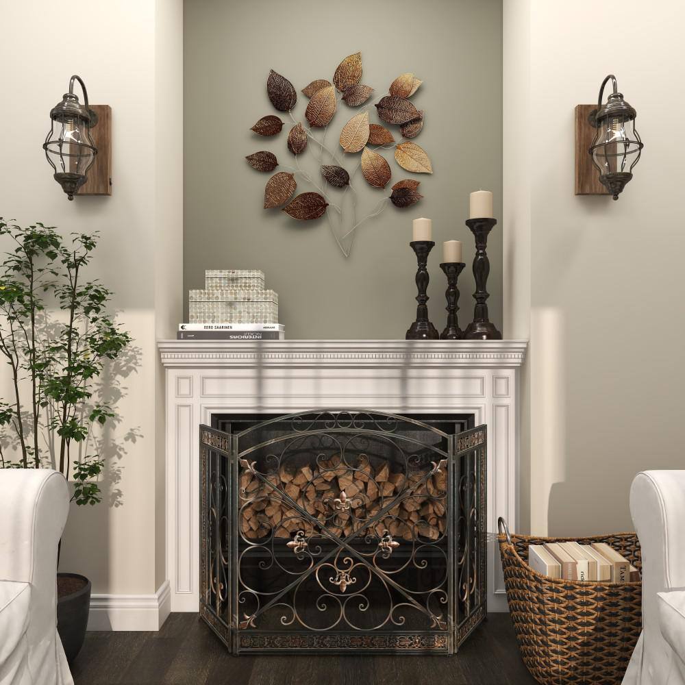 Bronze and Silver Metal Leaf Wall Sculpture