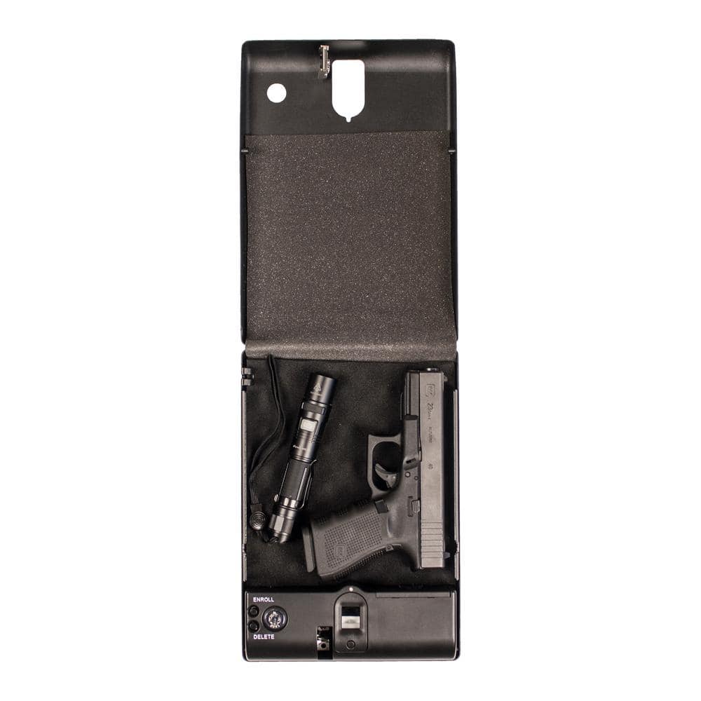 Compact Black Biometric Lock Pistol Safe with Powder-Coated Finish