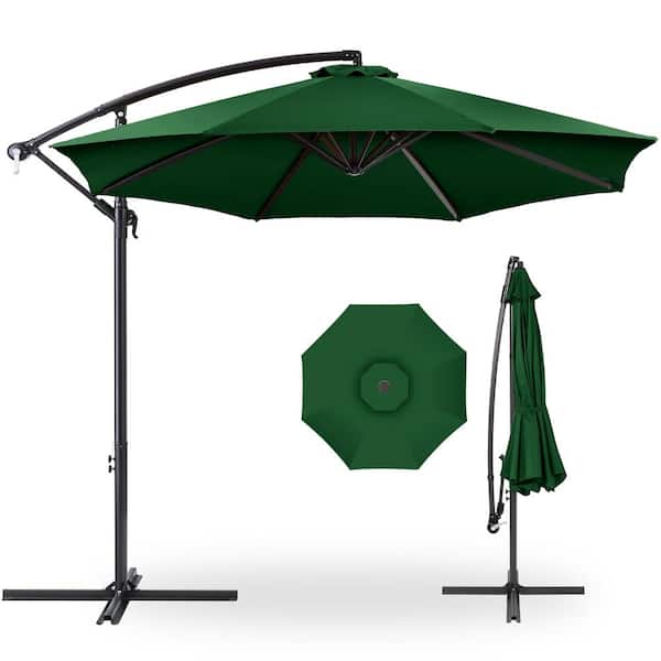 Best Choice Products 10 ft. Aluminum Offset Round Cantilever Patio Umbrella with Easy Tilt Adjustment in Green
