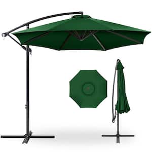 10 ft. Aluminum Offset Round Cantilever Patio Umbrella with Easy Tilt Adjustment in Green