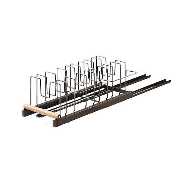 Black Pull Out Pots and Pans Drawer Organizer Under Cabinet with Expandable Lid Storage 10 Adjustable Dividers