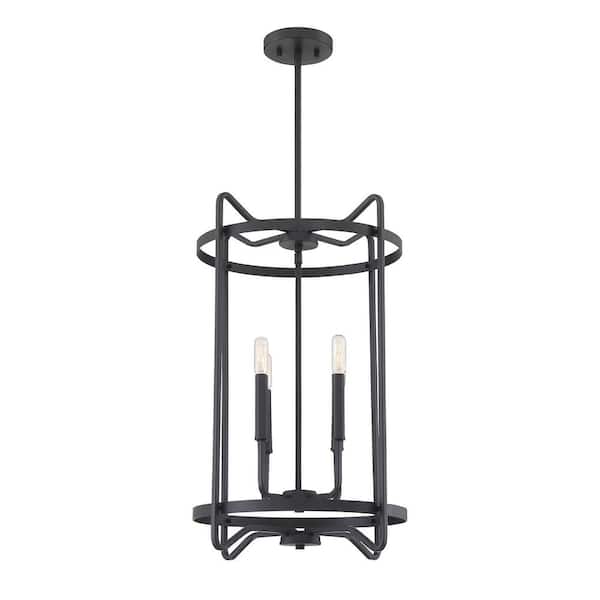 Savoy House Kent 16 in. W x 24 in. H 4-Light Matte Black Candlestick Pendant Light