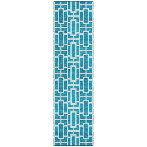 Addison Rugs Chantille Machine Washable Indoor/Outdoor Abstract ACN916 Turquoise 2 ft. 3 in. x 7 ft. 6 in. Area Rug