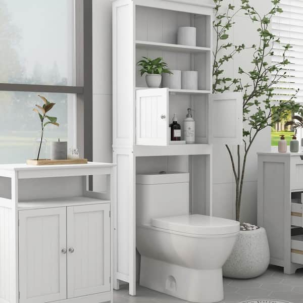 25 in. W x 77 in. H x 7.9 in. D Matte White Bathroom Over-The