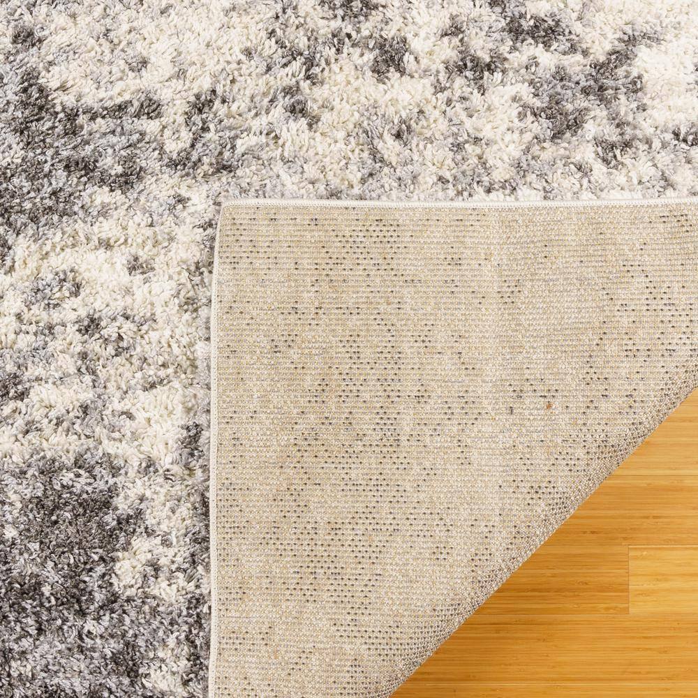 Gray Cream Abstract Shag 8' x 10' Synthetic Area Rug