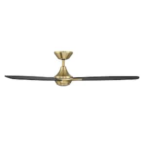 Blitzen 54 in. Indoor/Outdoor 3-Blade Smart Ceiling Fan in Soft Brass/Matte Black with Remote Control