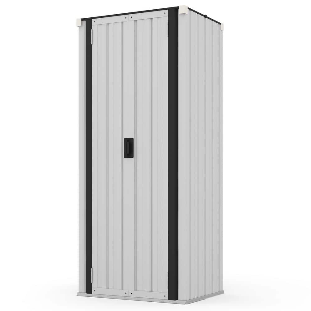 2.5ft. W x 1.83 ft. D Metal Vertical Storage Cabinet Shed with Shelves and Lockable Door White (4.55 sq. ft.) -  AECOJOY, 16316WH-HD01