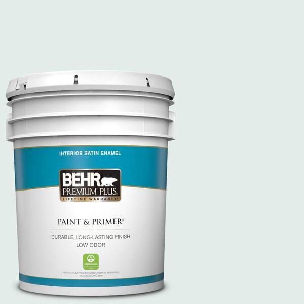 BEHR PREMIUM PLUS 5 gal. #ICC-92 Refreshed Satin Enamel Low Odor Interior Paint & Primer