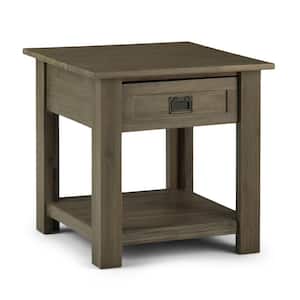 Monroe 22 in. Wide Solid Acacia Wood Square Rustic End Table in Distressed Grey