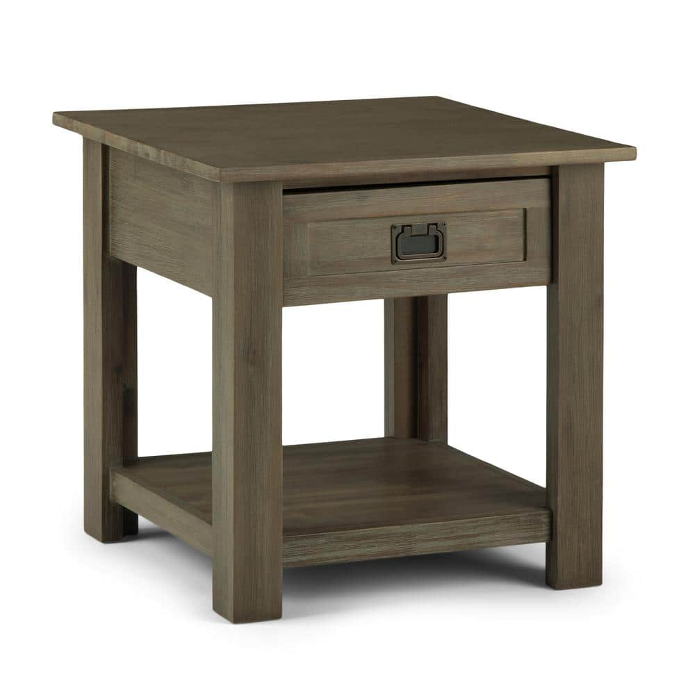 Simpli Home Monroe 22 in. W Distressed Grey End TableAXCMON03GR The