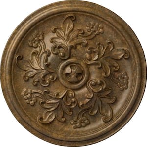 14-1/2 in. x 2-3/4 in. Katheryn Urethane Ceiling Medallion (Fits Canopies upto 2-1/8 in.), Hand-Painted Rubbed Bronze