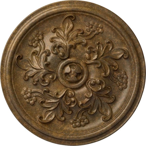 Ekena Millwork 14-1/2 in. x 2-3/4 in. Katheryn Urethane Ceiling Medallion (Fits Canopies upto 2-1/8 in.), Hand-Painted Rubbed Bronze