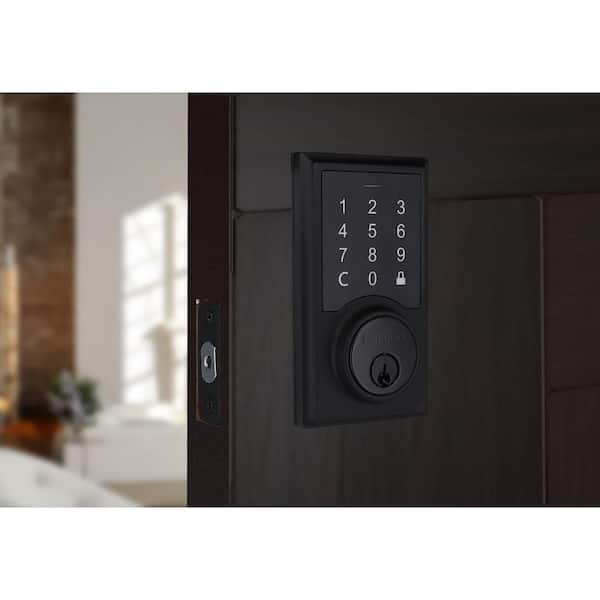 Square Matte Black Electronic Single Cylinder Touchpad Deadbolt