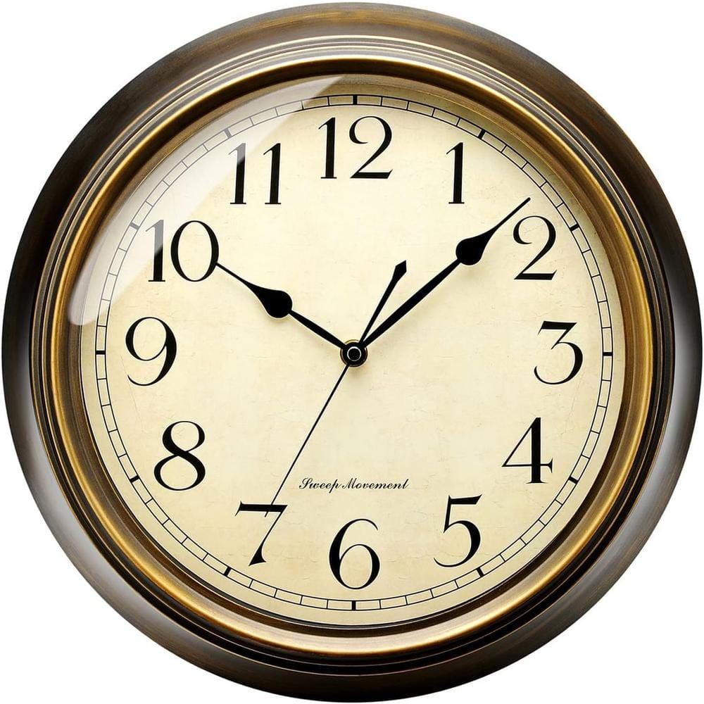 10 in. Brown Non Ticking Classic Silent Vintage Wall Clocks