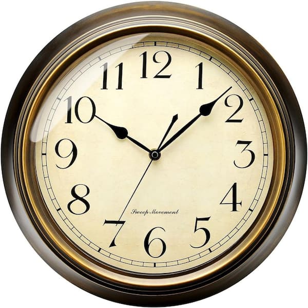 Unbranded 10 in. Brown Non Ticking Classic Silent Vintage Wall Clocks